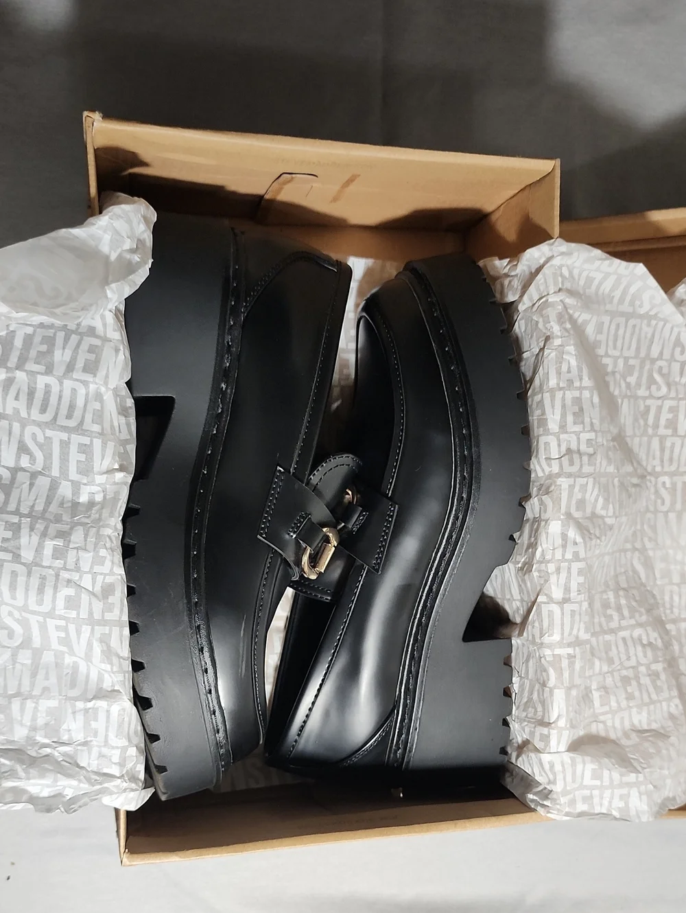 Steve Madden Approach Black Platform Bit Loafers - Size 8